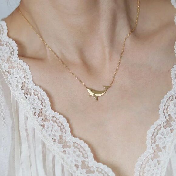 Whale Pendant Necklace in Gold - Picture 7 of 8